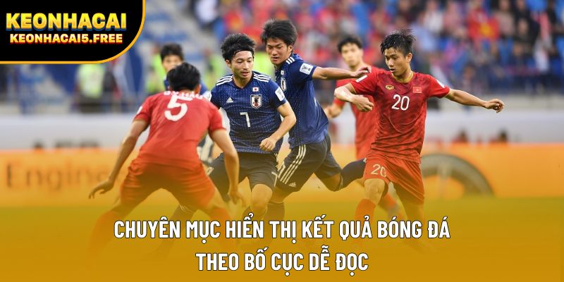 Chuyên mục hiển thị kết quả bóng đá theo bố cục dễ đọc