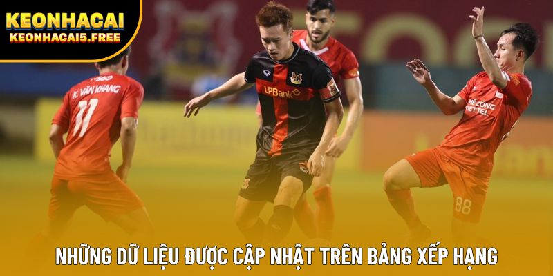 Những dữ liệu được cập nhật trên bảng xếp hạng